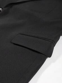 男士修身时尚侧扣黑色西装外套+裤子两件套，适合婚礼/派对等正式场合穿着 - 黑色 - 查看 6