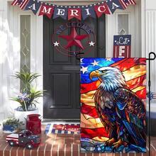 1PC Remain Unique 4th Of July Patriotic Garden Flags For Outside 12x18 Double Sided, American Stars And Stripes Memorial Day God Bless The USA Sign Yard Outdoor Decor - Color 4 - 查看 2