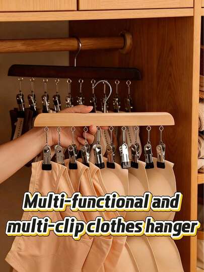 10 خطاطيف خشبية متعددة الوظائف - مثالية لتعليق الملابس والملابس الداخلية والسترات، توفير المساحة في الخزانة، مناسبة أيضًا لتخزين القبعات والأحزمة والحقائب الظهر والأوشحة والمعاطف وغيرها من الملحقات التنظيمية