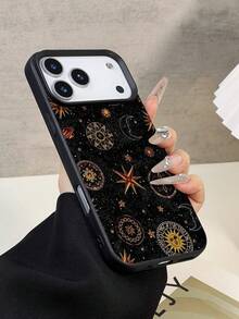 1pc Night Sky Star Moon Pattern Waterproof Anti-Fall Anti-Slip Soft Leather Phone Case Cover Compatible With Apple, And Phones - Multicolor - View 4