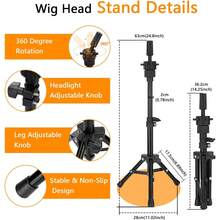 假发头套，可调节假发头套，帆布假发头套带夹子，假发美妆模特头套套装 - 彩色 - 查看 3