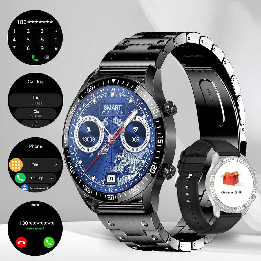 这款男女皆宜的全触屏智能手表，具备天气预报、遥控拍照和音乐播放、USB充电、大容量锂聚合物电池、高清显示屏、可自定义表盘以及各种应用程序通知等功能。它兼容安卓和iOS智能手机，是任何场合的完美礼物！ - 彩色 - 查看 1