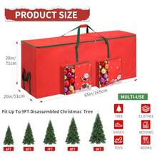 HLJ  Bolsa de almacenamiento para árbol de Navidad tela Oxford impermeable 600D resistente que se adapta a árboles de Navidad de 9 pies contenedor de árboles artificiales a prueba de humedad con asas de87 - Rojo - Ver 2