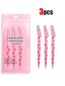 40/30/20/12 件装粉色蝴蝶结印花眉毛修剪器和面部毛发修剪器，带罐子 - 多功能去角质眉毛修剪器 - 男女通用 - 带保护盖（1/3/6/12/24/30 件装） - 彩色 - 查看 9