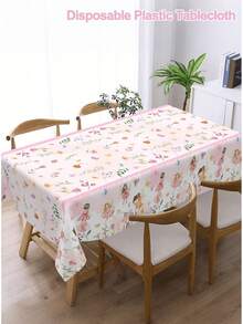 1pc Plastic Tablecloth, Spring Floral Pattern 130*220cm Rectangular Disposable Table Cover, Suitable For Picnic, Home, Kitchen, Dining Table, Wedding, Bridal Shower, Party, Spring Holiday Theme Tabletop Decor - Multicolor - View 10