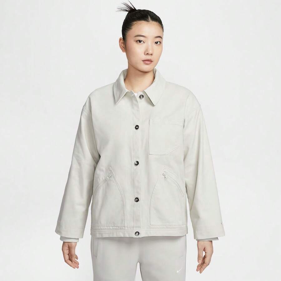 Nike 女士 AS W NSW BARN JKT 无帽梭织夹克 IQ0087-072 - 白色 - 查看 1