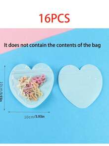 16pcs Heart-Shaped Resealable Bags, Cute Mini Gift Packaging Bags, Red & Pink Heart-Shaped Jewelry Pouches, Transparent Resealable Bags, Cute Snack Bags For Business, Wedding, Birthday, Holiday Parties, Baby Shower, Gender Reveal Party - Multicolor - View 13