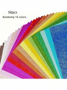 10色5.91*5.91英寸闪光纸，高品质闪光纸工艺套装，彩色纸艺套装，是手工制作和DIY项目的理想之选。套装包含压花工具、星形闪光折纸条、珠光纸，非常适合制作闪亮礼物和折纸书。