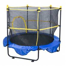 5FT Trampoline For Kids, 60" Indoor Outdoor Trampoline With Safety Enclosure Net, Basketball Hoop And Ocean Balls, Mini Toddler Recreational Trampoline Birthday Gifts For 3+ Years Kids - Royal Blue - View 8