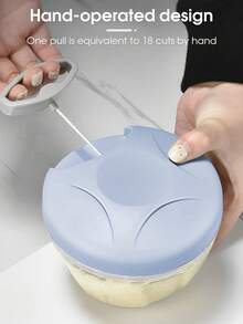 1个便携式手动食物处理器，蔬菜切碎器，蒜姜洋葱绞肉机，适用于蔬菜、水果、坚果、香草（1个蓝色） - 藍色 - 查看 9