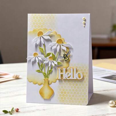 Creative Vases And Flowers Cutting Dies, DIY Scrapbooking Album And Embossing Stencil, Greeting Card Making Tool, Card Paper Cutting Crafts ,Gift Card Making Template Die Cuts.