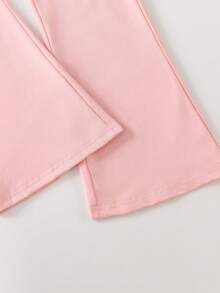 This Tween Girls Casual Outfit Features A Unique Blazing Chicken Print Design And Includes A Pink Short-Sleeved Crew Neck T-Shirt And A Pair Of Pink Flared Pants - Pink - View 9