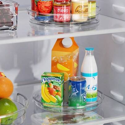 2 Pack 360 Lazy Susan Turntable, Pantry Organiser For Cabinet, 23.5cm27cm Rotating Spice Rack Organiser For Refrigerator, Kitchen Storage, Medicine Cabinet Organizer, Bathroom, Clear