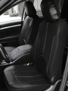 4/9pcs Real Leather Car Seat Covers, Waterproof Seat Protectors, Breathable Seat Covers, Universal Fit For Most Sedans, SUVs, Trucks, Luxury Ventilated Front Seat Covers With Lumbar Support, Rear Seat Covers. 9pcs Set Includes: 2 Front Seat Covers, 1 Backrest Cover, 1 Rear Seat Cover, 5 Headrest Covers. 4pcs Set Includes: 2 Front Seat Covers, 2 Headrest Covers. - A款式 - 查看 2