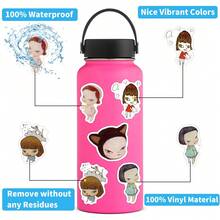 62张奈良美智贴纸，高品质精美贴纸，适用于剪贴簿、日记本、笔记本电脑、保险杠、滑板、水瓶、电脑、手机、安全帽、汽车贴纸和装饰贴花 - 彩色 - 查看 6