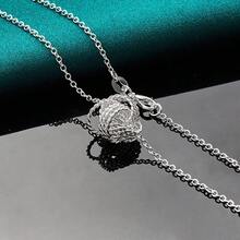 925 Silver Plated Knot 16-30 Inch Pendant Necklace For Women Wedding Party Fashion Charm Jewelry - Silver - View 5