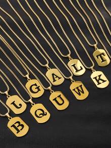 1pc New DIY Stainless Steel A-Z Letter Pendant Necklace, 26 Alphabet Jewelry, Couples Gift