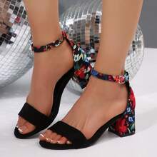 Sandalias de tacón alto para mujeres - Negro - Ver 2