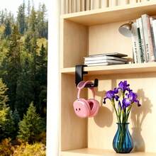 1个通用耳机支架，桌面安装支架，可360度旋转，游戏耳机收纳架，夹式桌下挂钩，带线缆夹，适用于办公室、家庭使用 - 黑色 - 查看 4