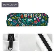 1pc Cylindrical Pencil Case Printed With "SCIENCE" Letter And Science-Themed Illustrations, Simple And Lightweight, Made Of Polyester Fabric. Suitable For Students As Pencil Pouch Or Backpack Organizer. - Multicolor - View 9