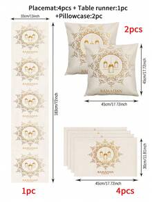 1/4/5/6/7pcs Crescent Moon, Star, Ramadan Lantern Decor Set, Linen Comfortable Texture, Ramadan Tablecloth, Ramadan Decoration Set, Eid Decoration Set, Ramadan Dining Table Decor, Crescent Moon Tablecloth, Eid Mubarak Tablecloth, Suitable For Ramadan, Eid Al-Fitr Party And Dining Decoration, Multiple Sizes - Multicolor - View 22