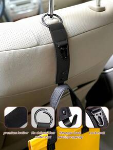 汽车座椅靠背挂钩 – 双合金挂钩，可挂包、水瓶和雨伞，承重25公斤，适用于标准头枕杆，可折叠隐藏式设计，适用于轿车和SUV - 收納掛鉤 - 查看 4