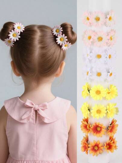 Set de 2 coleteros con forma de girasol, sujetadores de moño, sujetadores de cola de caballo para niñas, adecuados para uso diario, vacaciones y viajes