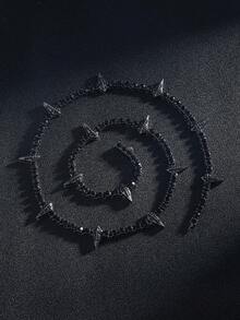 Men's Rhinestone Spiked Necklace, Diamond Tennis Chain, Cool Rapper Anime Hippie Claw Necklace, Halloween Costume Wakanda King Jewelry Gift