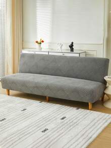 1 pieza Funda de sofá cama acolchada y gruesa de jacquard sin brazos, funda de sofá cama plegable, funda de asiento de autocaravana, protector de sofá sin brazos de fibra de poliéster de cobertura total elástica, extraíble y lavable, para todas las estaciones - Gris Oscuro - Ver 6