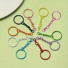 5/10/20/30pcs Colorful Key Chain Set, Metal Round Split Key Rings With Lobster Clasp, Craft Pendant DIY Accessories - Keychain - View 2