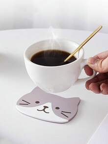 4个猫咪硅胶杯垫，耐热杯垫，防水餐垫，加厚桌面垫