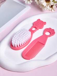 3件套婴儿梳子套装 - 小熊造型梳子，用于去除胎脂；新生儿梳子和按摩梳，可用于洗澡；柔软刷毛，适合婴幼儿使用。 - 彩色 - 查看 5