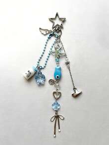 1PC Ocean Series Starfish And Small Fish Pendant Keychain For Girls Sweet Star Magnetic Friendship Backpack Pendant Mobile Phone Chain - one-size - View 4