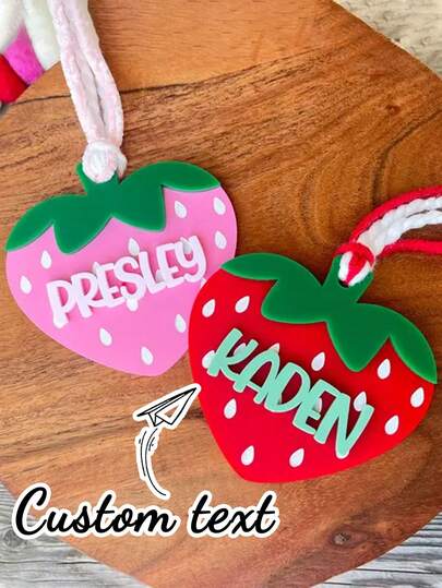 Strawberry Valentine's Day Basket Tags, Valentine's Day Gift Tags, Children's Valentine's Day Tags, Heart-Shaped Basket Tags, Strawberry Heart-Shaped Name Tags, Valentine's Day Gifts, Holiday Gifts, Birthday Gifts