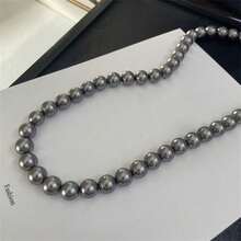 1 Pc Elegant Freshwater Pearl Clavicle Chain Necklace Mixed Candy Color Luxury Jewelry For Women Daily Wear & Gifting - 灰色 - 查看 6
