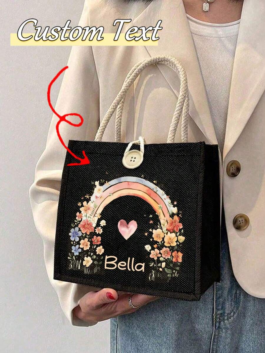Bolsa de tote personalizable, regalo del Día del Maestro, regalo del Día de la Madre, de gran capacidad, ligera y casual, adecuada para boda, cumpleaños, playa, vacaciones, bolsa escolar - Multicolor - Ver 1