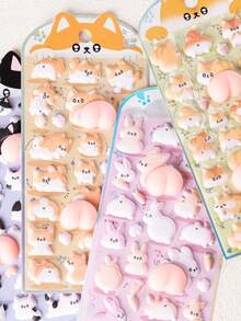 可爱的3D儿童贴纸，可挤压的动物贴纸，例如兔子和熊，DIY手机壳装饰 - 彩色 - 查看 1