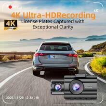 4K UHD Dash Cam Front, Inside & Rear, 3-Way Car DVR With IR Night Vision, 170° Wide Angle Lens, 24H Parking Mode, Motion Detection, G-Sensor, 32GB Card Included - Premium Edition: 4K 3-channels Dashcam+32G Card - View 2