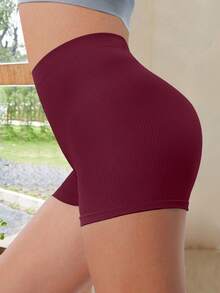 高腰透气弹力柔软无缝女士三角裤，简约设计贴身内衣，日常必备女士内衣 - 酒紅色 - 查看 5