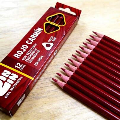 Caja de 12 lápices de madera color magenta, juego de lápices de colores para dibujo, suministros de arte profesional.