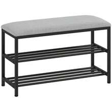 Shoe Bench With Seat, Bench With Storage Space, Shoe Rack With 2 Open Compartments, Bench 81 X 31 X 50 Cm Black