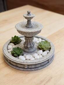 3D打印三层经典喷泉模型——优雅的微型中心装饰品，适用于立体模型、策略游戏地形、桌面角色扮演游戏场景、建筑模型、花园、微型收藏品和小花园装饰。 - 彩色 - 查看 6