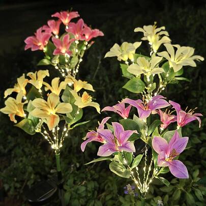 Solar Outdoor Waterproof Lights With Redbud Design - Warm White Solar Pathway Lights For Garden, Yard & Path