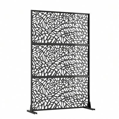 Pantalla de Privacidad Metálica de 74" Alto x 47.2" Ancho con Soporte, Panel Divisor de Habitación Decorativo Exterior, Partición de Patio Libre para Terraza, Balcón y Jardín, Uso Dual Interior y Exterior