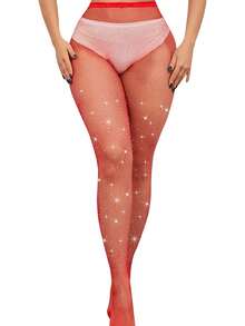 Women's Rhinestone Decorated Fishnet Tights, Shiny Mesh Pantyhose, Available In Multiple Colors, Suitable For Party And Nightclub Wear - Multicolor - View 3