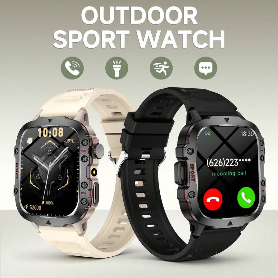 Relógio inteligente com tela de alta definição, unissex, compatível com chamadas Bluetooth, monitoramento de frequência cardíaca, lembretes, controle de música, previsão do tempo, lanterna, pedômetro e calculadora. Ideal para esportes e uma ótima opção de presente. - Multicolorido - Ver 1