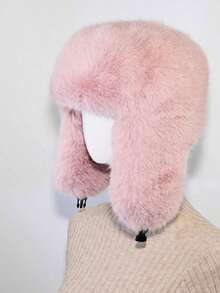 1pc Thick Faux Fur Trapper Hat, Hat And Scarf Set Suitable Autumn/Winter Outdoor Activities, Warm & Versatile Hiking, Skiing, Cycling And Daily Wear, Retro Acrylic Bucket Hat, Thermal Lined Hat, Halloween - A - 查看 3