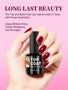 2支装15毫升凝胶底胶和亮胶套装，免擦拭透明凝胶底胶和亮胶，适用于可卸凝胶指甲油，持久光泽，DIY美甲，女士礼物，需配合UV/LED美甲灯使用 - 無色 - 查看 6