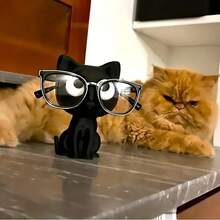 3D Printed Cute Black Cat Eyeglasses Frame - (Glasses Not Included) Sturdy Plastic Eyeglass Holder, Sitting Cat Design, Super Adorable Desktop Storage, Suitable For Home, Office Or Gifts - Black - View 7