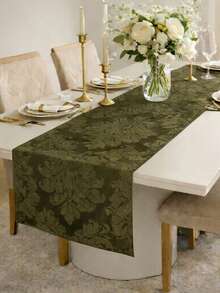 Jacquard Table Runner 1.40 X 0.40 Luxury High Quality Kitchen Living Room And Dining Room Elegant - 綠色 - 查看 2